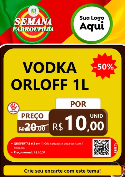Modelo de Cartaz para Cartaz A4 Vertical com o tema Semana Farroupilha para Distribuidora de bebidas