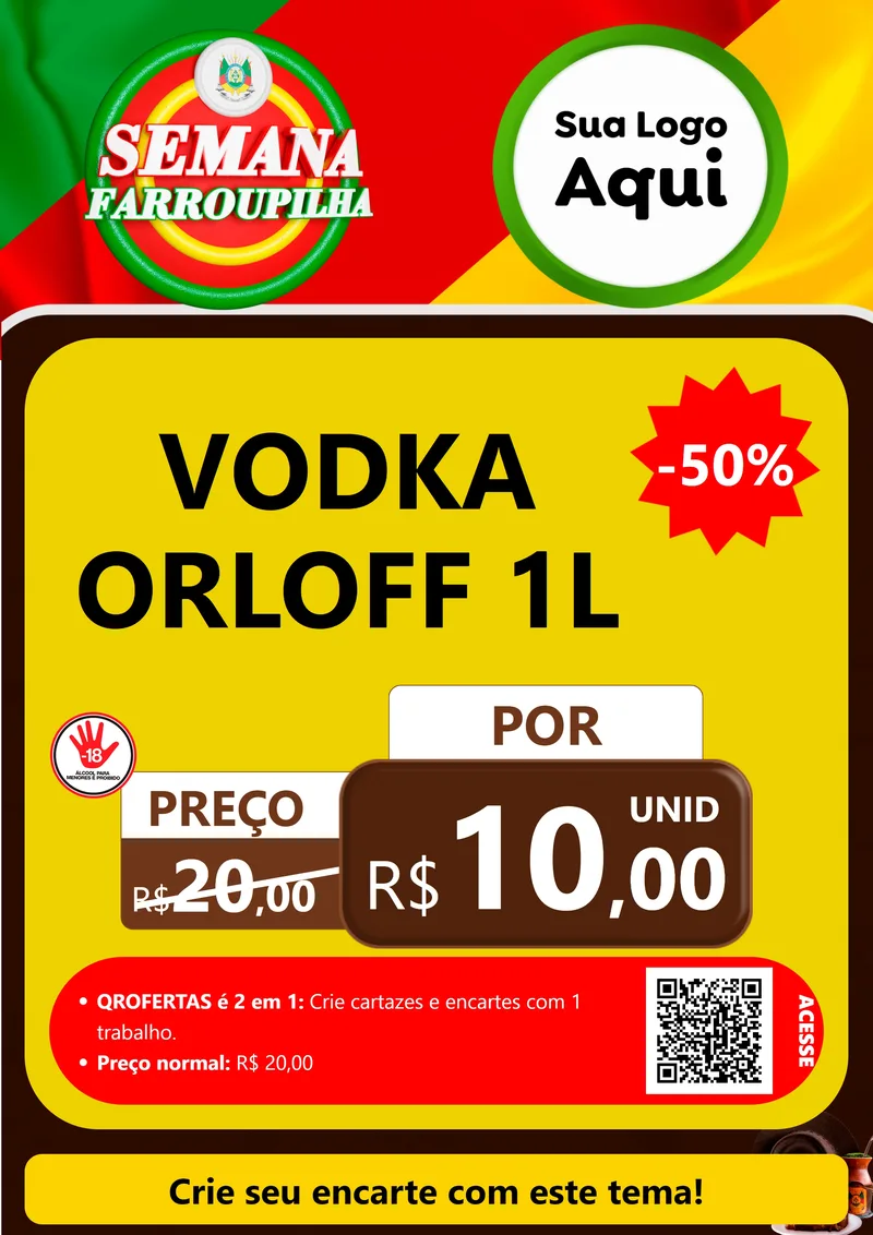 Modelo de Cartaz para Cartaz A4 Vertical com o tema Semana Farroupilha para Distribuidora de bebidas