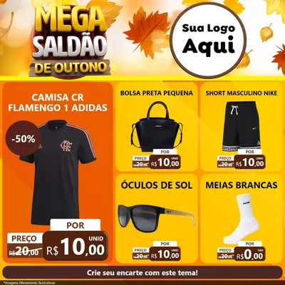 Modelo de Rede Social para Feed Facebook com o tema Mega Saldão de Outono para Roupas e acessórios