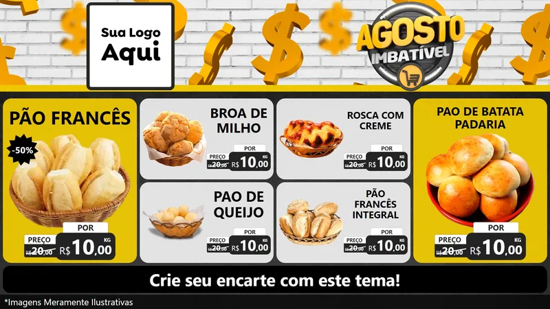 Modelo de TV para TV Horizontal com o tema Agosto imbatível para Padaria
