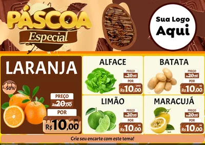Modelo de Encarte para Encarte A4 Horizontal com o tema Páscoa Especial para Hortifrúti