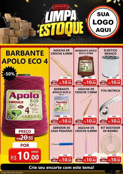Modelo de Encarte para Encarte A4 Vertical com o tema Operação Limpa Estoque para Armarinho e Aviamentos