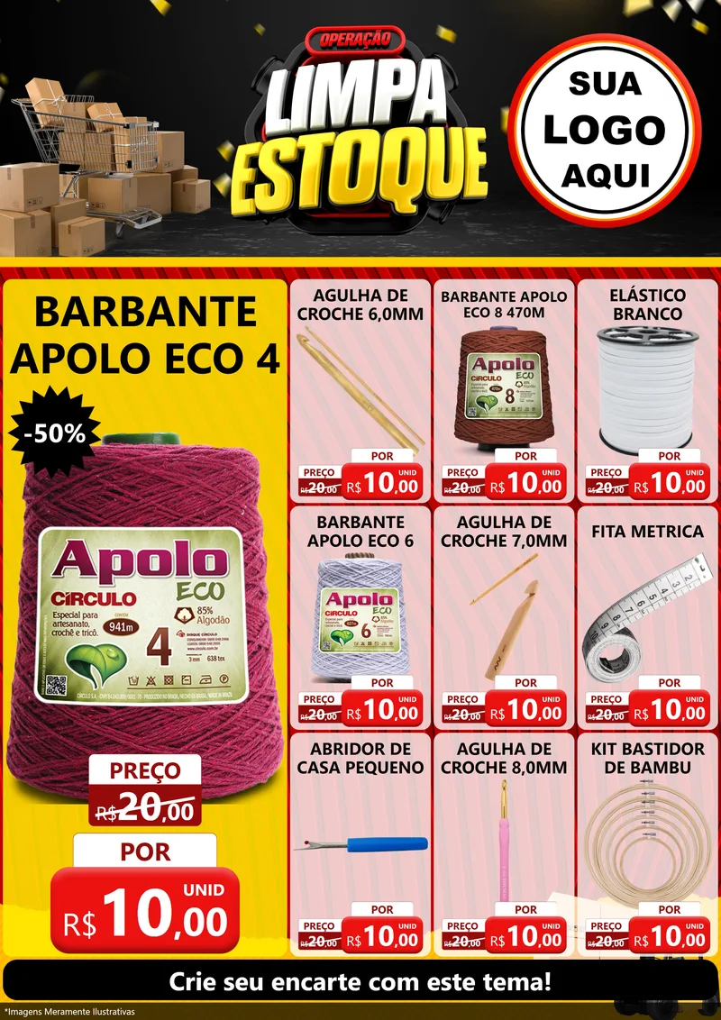 Modelo de Encarte para Encarte A4 Vertical com o tema Operação Limpa Estoque para Armarinho e Aviamentos
