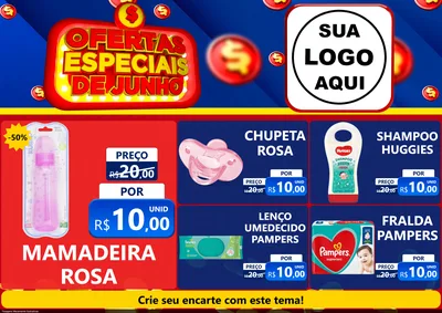Modelo de Encarte para Encarte A4 Horizontal com o tema Ofertas Especiais de Junho para Bebês