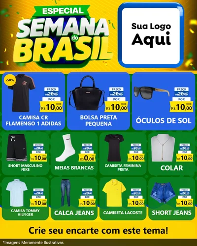 Modelo de Rede Social para Feed Instagram com o tema Especial Semana do Brasil para Roupas e acessórios