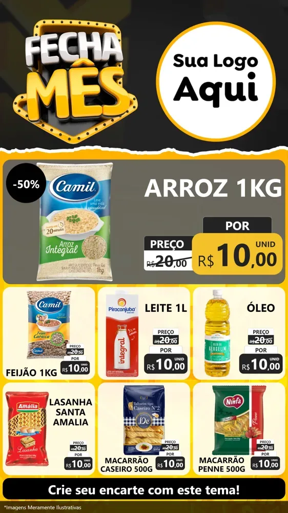 Modelo de Rede Social para Stories com o tema Fecha Mês para Supermercado