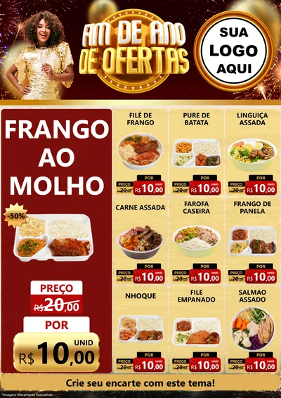 Modelo de Encarte para Encarte A4 Vertical com o tema Fim de Ano de Ofertas para Restaurante