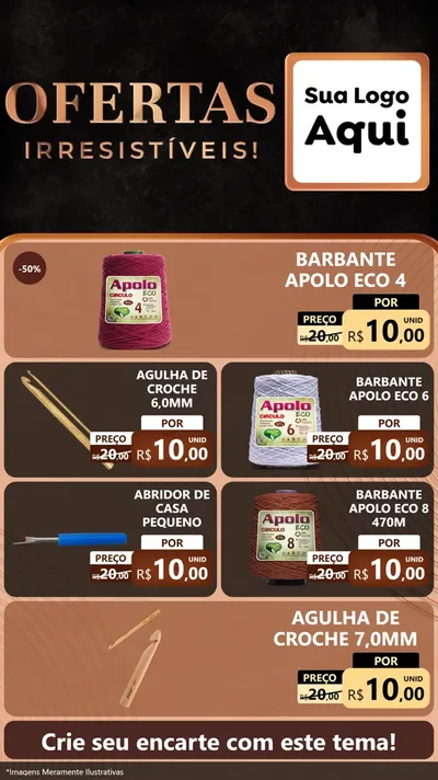 Modelo de TV para TV Vertical com o tema Ofertas Irresistíveis! para Armarinho e Aviamentos