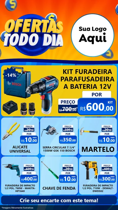 Modelo de Rede Social para Stories com o tema Ofertas Todo Dia para Maquinas e Ferramentas