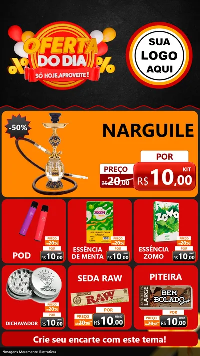 Modelo de Rede Social para Stories com o tema Oferta do Dia - Só hoje, Aproveite! para Tabacaria