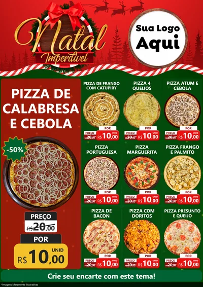Modelo de Encarte para Encarte A4 Vertical com o tema Natal Imperdível para Pizzaria