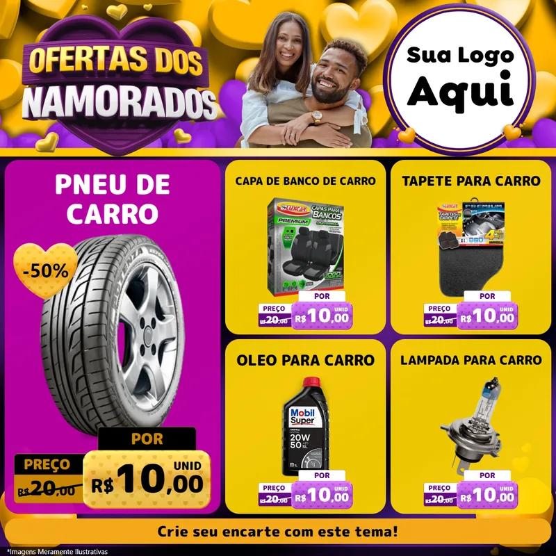 Modelo de Rede Social para Feed Facebook com o tema Oferta Dos Namorados para Auto peças