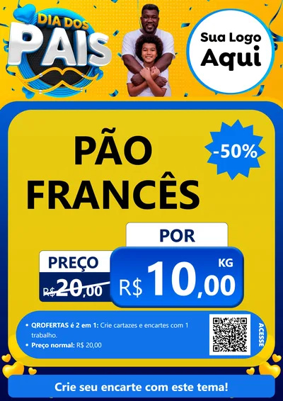 Modelo de Cartaz para Cartaz A4 Vertical com o tema Dia dos Pais para Padaria