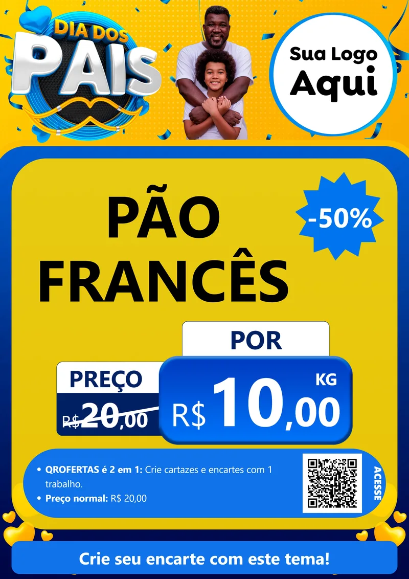 Modelo de Cartaz para Cartaz A4 Vertical com o tema Dia dos Pais para Padaria