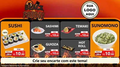 Modelo de TV para TV Horizontal com o tema Black Friday para Comida japonesa