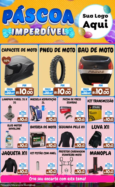 Modelo de Encarte para Encarte Grande com o tema Páscoa Imperdível para Moto peças