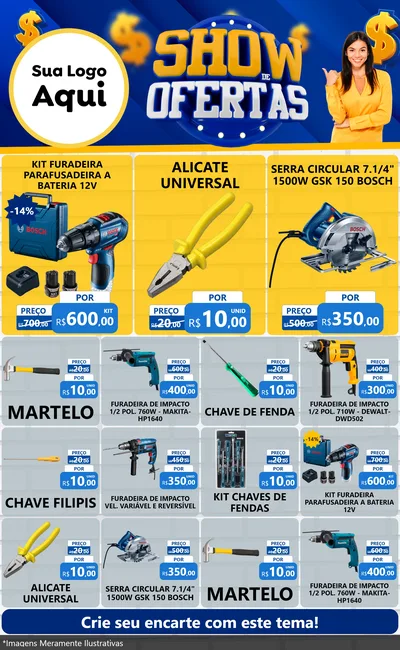 Modelo de Encarte para Encarte Grande com o tema Show de Ofertas para Maquinas e Ferramentas