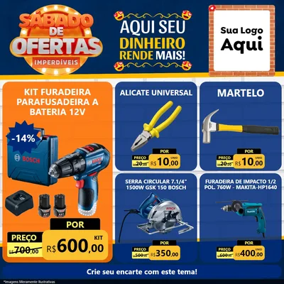 Modelo de Rede Social para Feed Facebook com o tema Sábado de Ofertas Imperdíveis para Maquinas e Ferramentas