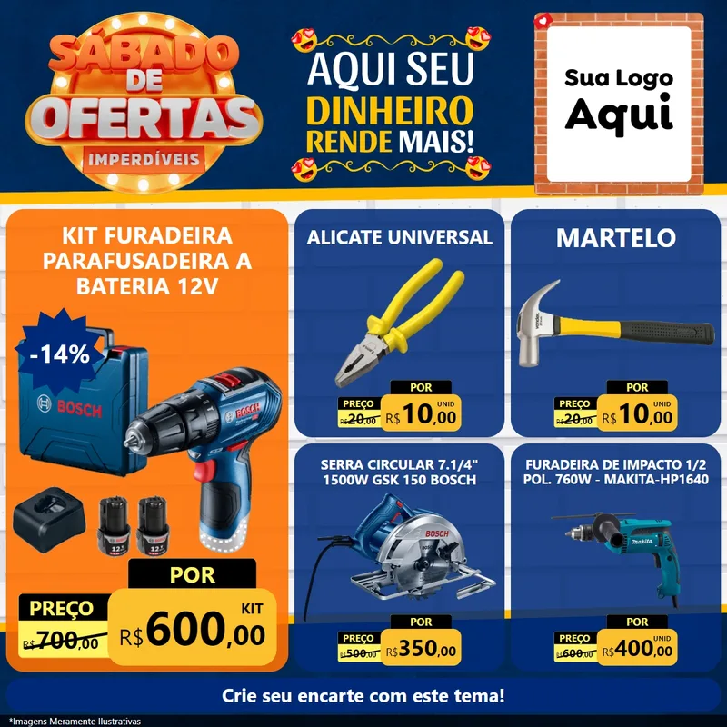 Modelo de Rede Social para Feed Facebook com o tema Sábado de Ofertas Imperdíveis para Maquinas e Ferramentas