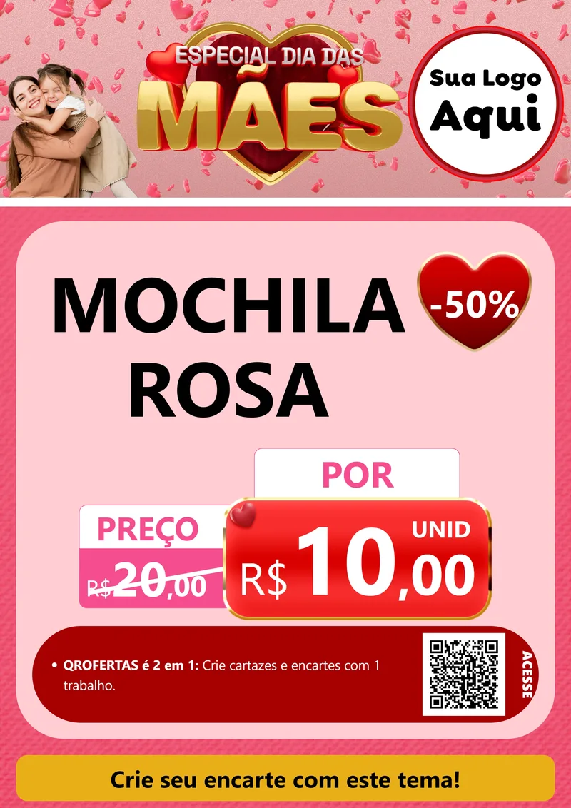 Modelo de Cartaz para Cartaz A4 Vertical com o tema Especial Dia Das Mães para Papelaria
