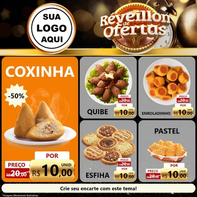 Modelo de Rede Social para Feed Facebook com o tema Réveillon de Ofertas para Salgadaria
