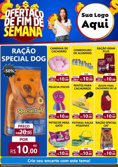 Modelo de Encarte para Encarte A4 Vertical com o tema Ofertaço de Fim de Semana para Pet Shop