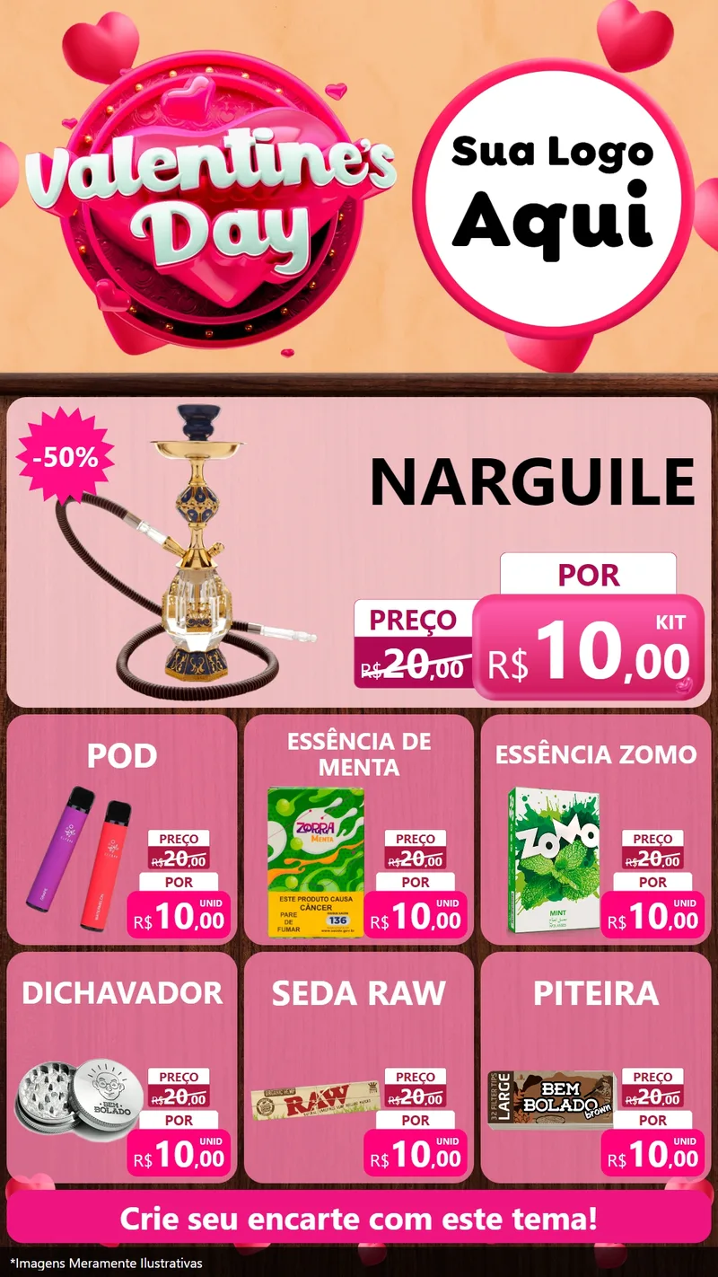 Modelo de Rede Social para Stories com o tema Valentine's Day para Tabacaria