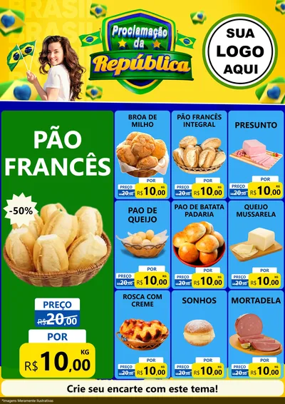 Modelo de Encarte para Encarte A4 Vertical com o tema Proclamação da República para Padaria