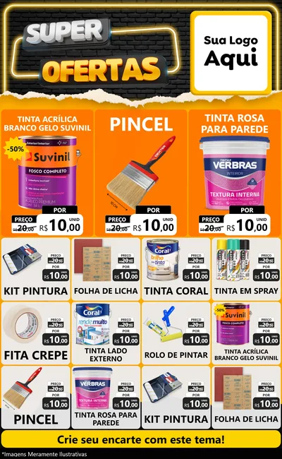 Modelo de Encarte para Encarte Grande com o tema Super Ofertas para Tintas e Ferramentas