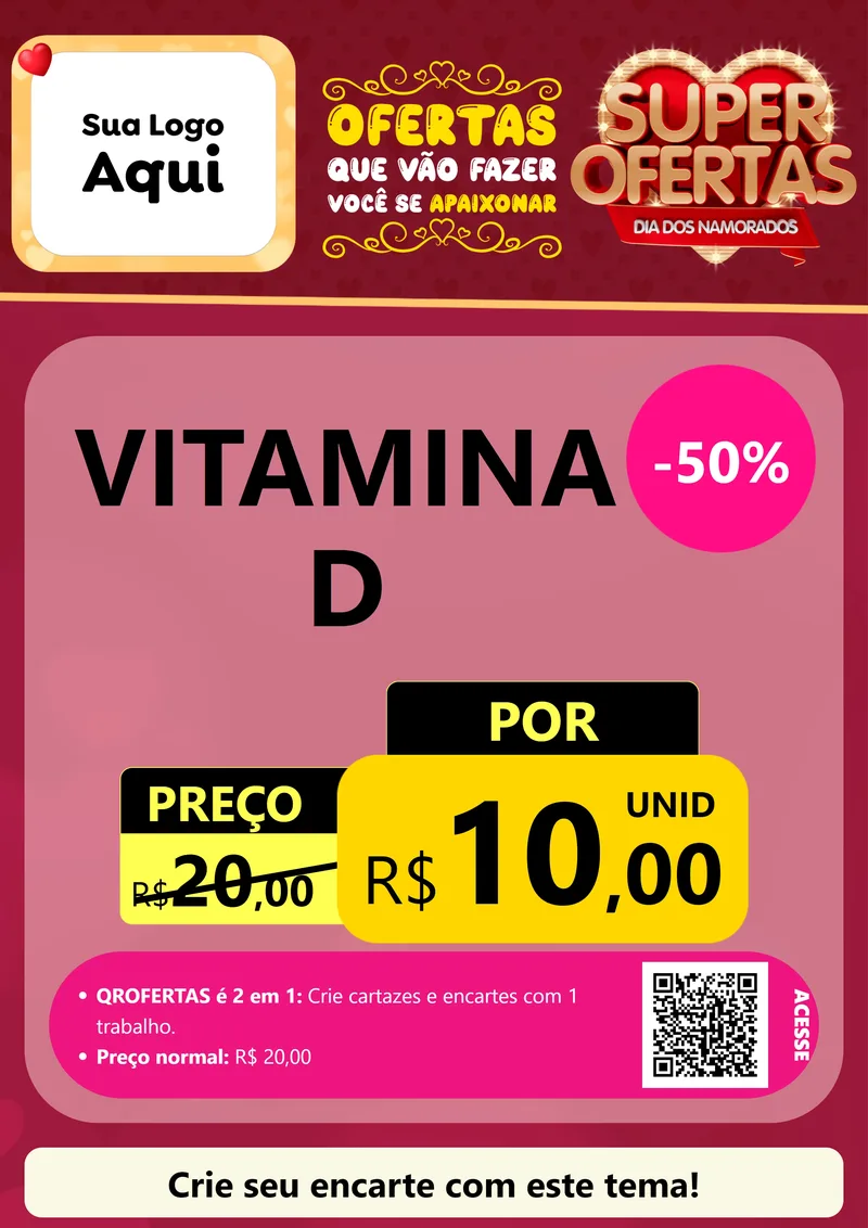 Modelo de Cartaz para Cartaz A4 Vertical com o tema Dia dos Namorados para Farmácia