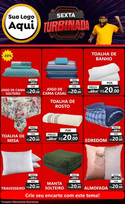 Modelo de Encarte para Encarte Grande com o tema Sexta Turbinada para Cama, Mesa e Banho