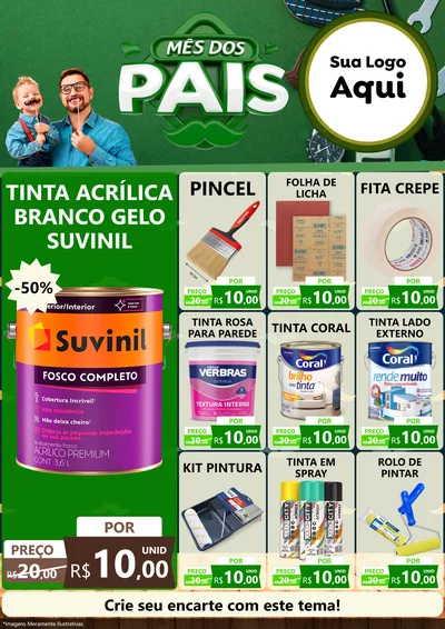 Modelo de Encarte para Encarte A4 Vertical com o tema Mês dos Pais para Tintas e Ferramentas
