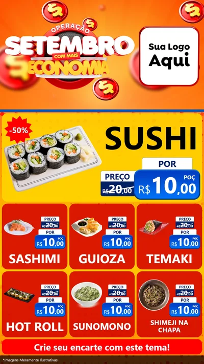 Modelo de Rede Social para Stories com o tema Operação Setembro Com Muita Economia para Comida japonesa