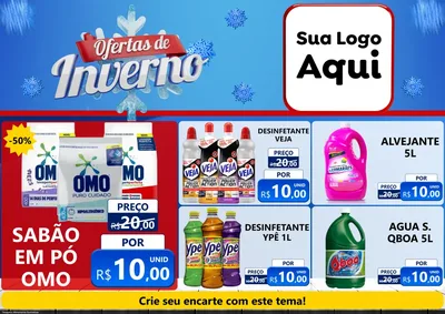 Modelo de Encarte para Encarte A4 Horizontal com o tema Ofertas de Inverno para Produtos de Limpeza