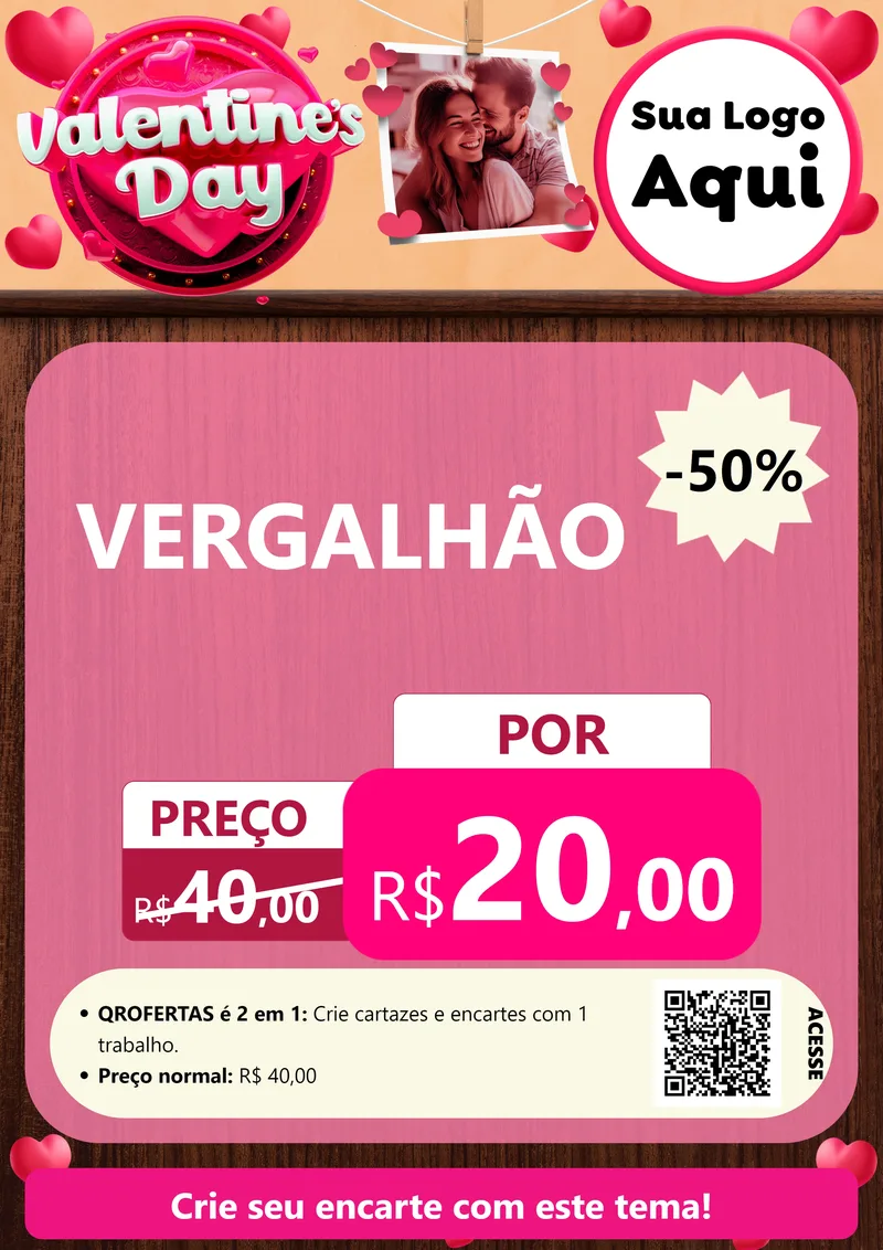 Modelo de Cartaz para Cartaz A4 Vertical com o tema Valentine's Day para Ferragens
