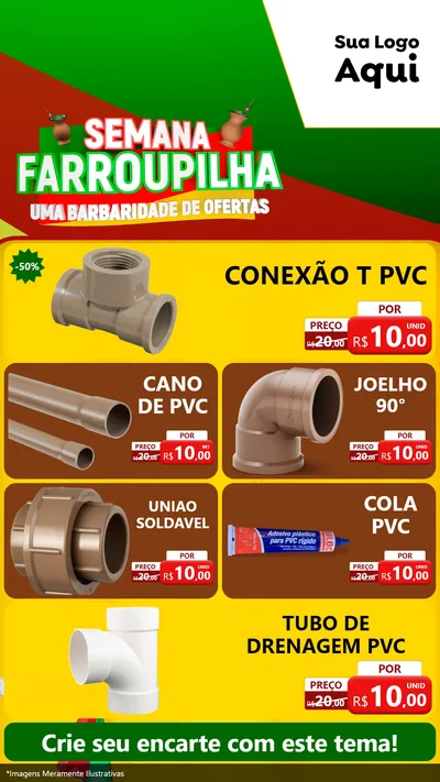 Modelo de TV para TV Vertical com o tema Semana Farroupilha - Uma Barbaridade de Ofertas para Tubos e conexões