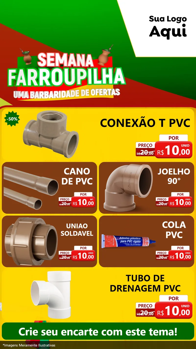 Modelo de TV para TV Vertical com o tema Semana Farroupilha - Uma Barbaridade de Ofertas para Tubos e conexões