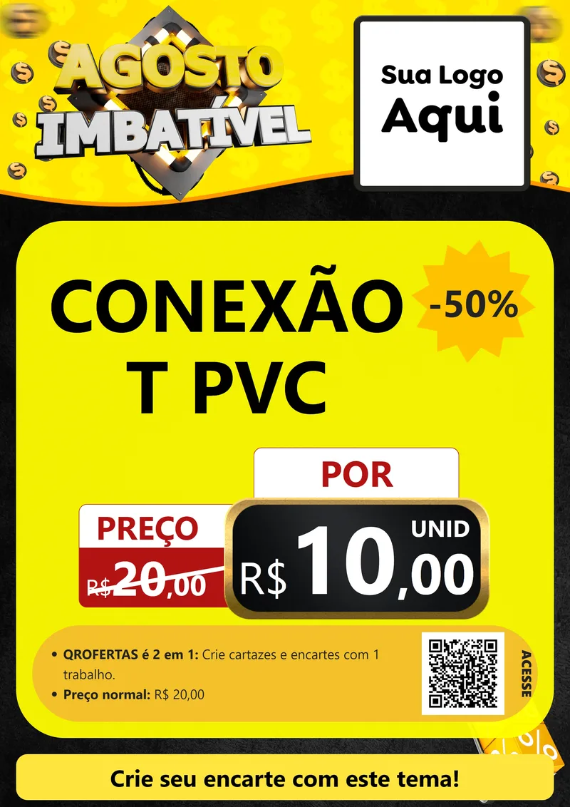 Modelo de Cartaz para Cartaz A4 Vertical com o tema Agosto Imbatível para Tubos e conexões