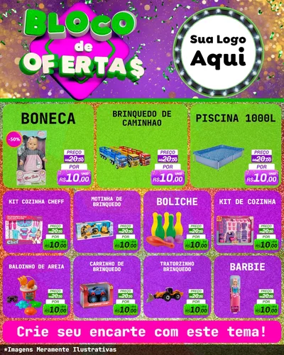 Modelo de Rede Social para Feed Instagram com o tema Bloco de Ofertas para Brinquedos