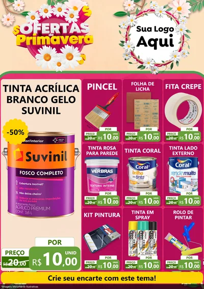 Modelo de Encarte para Encarte A4 Vertical com o tema Ofertas de Primavera para Tintas e Ferramentas