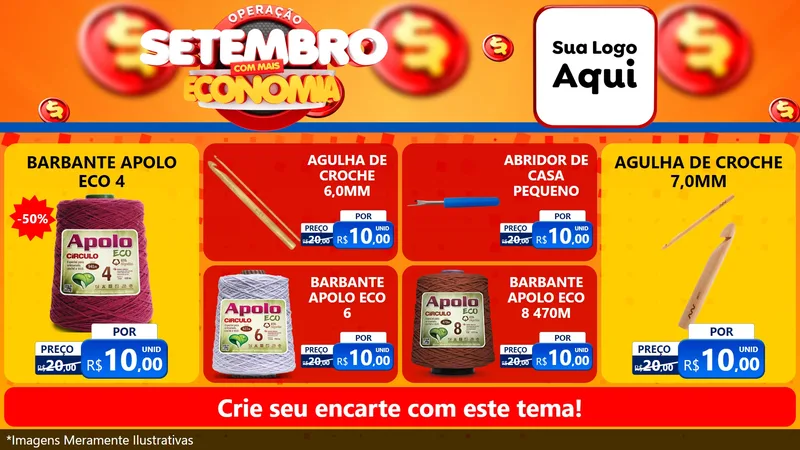 Modelo de TV para TV Horizontal com o tema Operação Setembro Com Muita Economia para Armarinho e Aviamentos