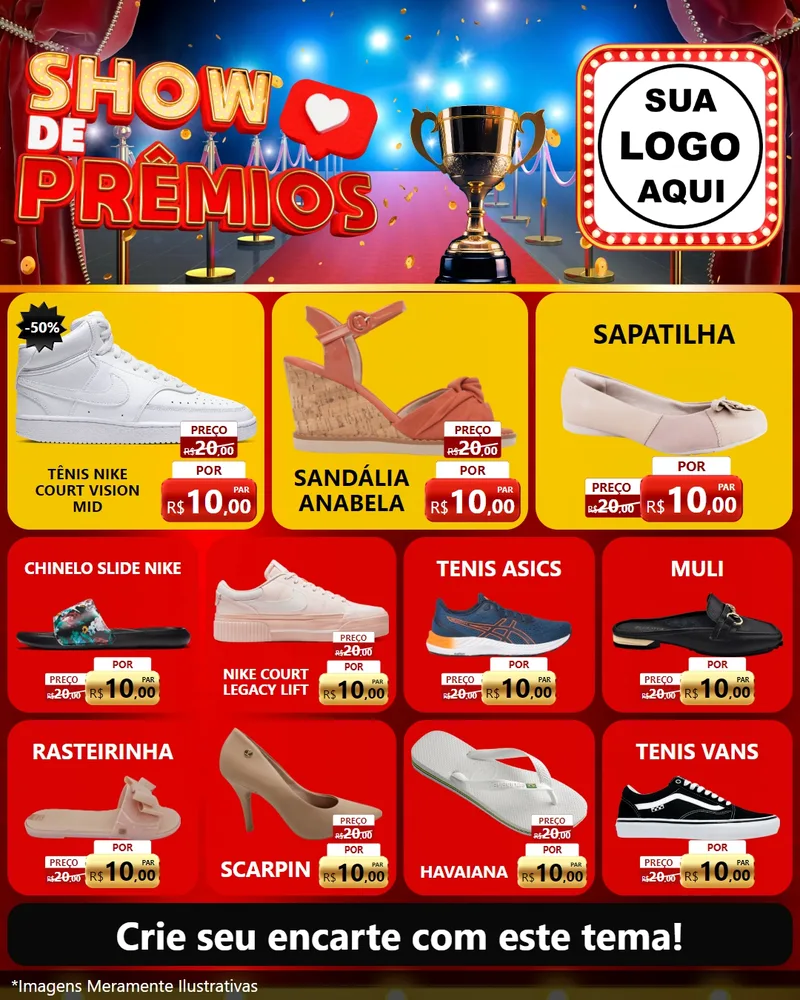 Modelo de Rede Social para Feed Instagram com o tema Show de Prêmios para Calçados