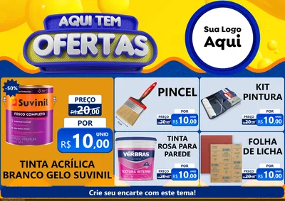 Modelo de Encarte para Encarte A4 Horizontal com o tema Aqui Tem Ofertas para Tintas e Ferramentas
