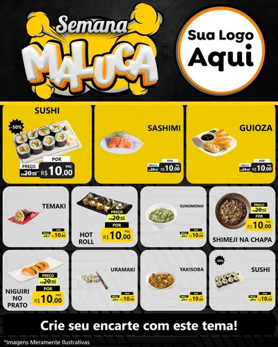 Modelo de Rede Social para Feed Instagram com o tema Semana Maluca para Comida japonesa