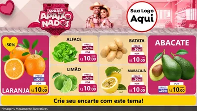 Modelo de TV para TV Horizontal com o tema Arraiá dos Apaixonados - Junina para Hortifrúti
