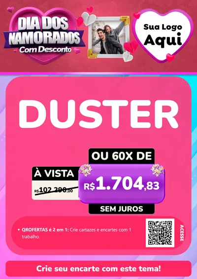 Modelo de Cartaz para Cartaz A4 Vertical com o tema Dia Dos Namorados Com Desconto para Concessionaria de Carros