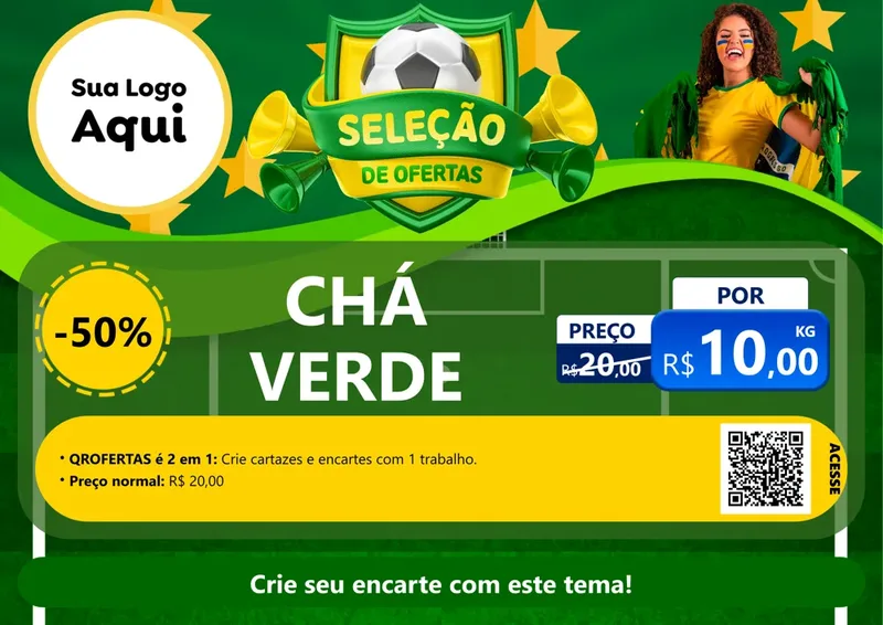 Modelo de Cartaz para Cartaz A4 Horizontal com o tema Seleção de Ofertas - Copa para Produtos Naturais