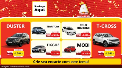 Modelo de TV para TV Horizontal com o tema Dia A o Dia Mais Barato do Mês para Concessionaria de Carros