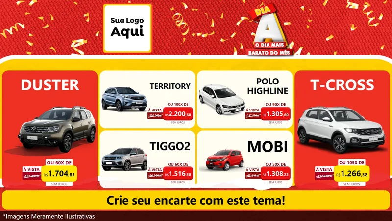 Modelo de TV para TV Horizontal com o tema Dia A o Dia Mais Barato do Mês para Concessionaria de Carros