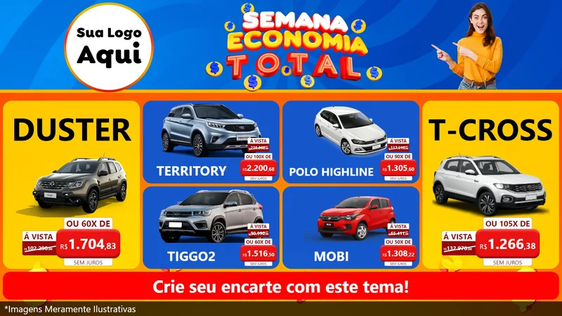 Modelo de TV para TV Horizontal com o tema Semana Economia Total para Concessionaria de Carros